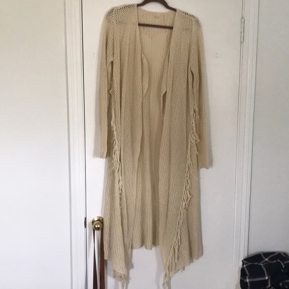 rip curl open knit sweater duster
